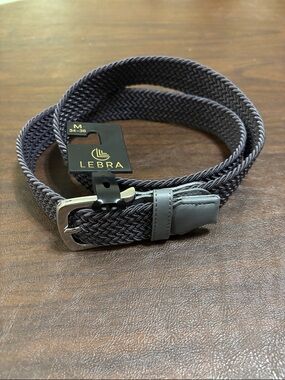 LEBRA Men’s Braided Elastic Belt in Charcoal Gray